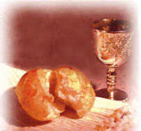 Holy Communion cup and bread