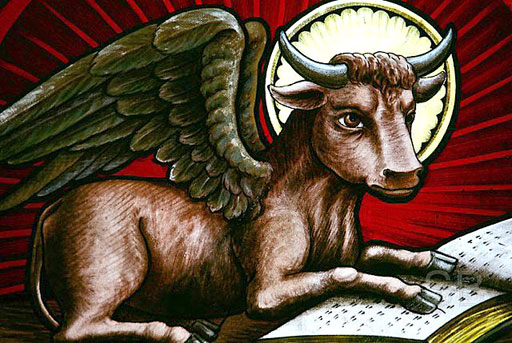 St. Luke winged ox stained glass