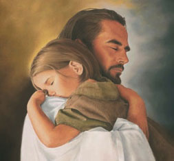 Jesus hugging a little girl